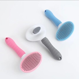 Darvey Self-Cleaning Slicker Brush for Dogs & Cats – Gentle Pet Grooming Brush for Shedding, Massaging & Detangling – Lightweight Hair Remover for Small Pets, Rabbits & All Hair Types (Blue)