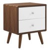 Modway MOD-7017-WAL-WHI Transmit 2-Drawer Nightstand, Walnut White