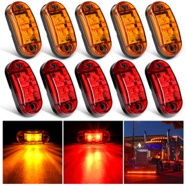 Nilight 2.5 Inch Oval Side Marker Light 10PCS 2 Diode LED Trailer Fender Clearance Lights Waterproof Surface Mounted for 10-30V Truck Camper Boat Lorry