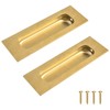 MOROBOR 2pcs Square Brushed Gold Flush Pulls Recessed Finger Pulls,