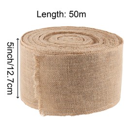 54 Yard 5 Inch Burlap Ribbon, ZOENHOU Natural Jute Crafts Ribbon, Beautiful Fabric Ribbon for Christmas, Arts, Crafts, Gift Wrapping, Wedding Events, Party Home Decor