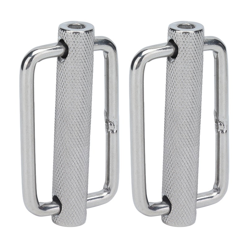 2Pcs Slide Buckle 316 Stainless Steel Rectangle Adjustable Knurled Roller