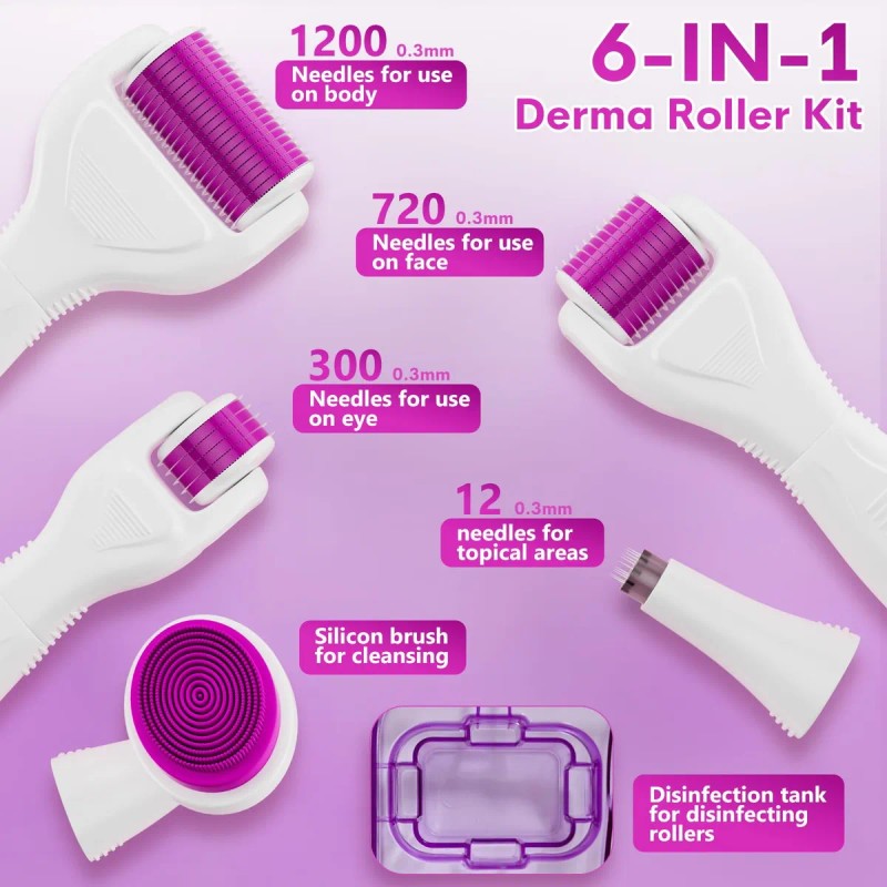 Derma Roller Para Cabello Y Barba Kit De Rodillos De