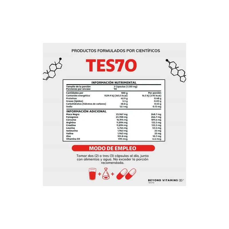 Testo Vitaminas Para Hombres | Precursor - 180 Capsulas