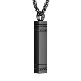 SOITIS Bar Necklace for Ashes Cremation Jewelry Memorial Urn Necklace for Ashes, Stainless Steel Black Funeral Pendant - Cube Necklace for Women Men, Great Gifts