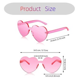 6 Pcs Heart Shaped Sunglasses,Frameless Glasses Women Bachelorette Girl Birthday Party Favor Transparent Eyewear