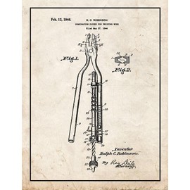 Combination Pliers for Twisting Wire Patent Print Old Look with Border (8.5" x 11") M15481