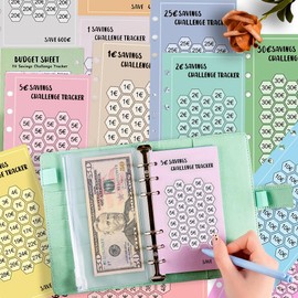 48 Sheets A6 Binder Budget Planner Accessories 100 Envelope Challenge Household Book Money Saving Folder Budget Planner Envelope Method Savings Book for Money 5000 Euro Financial Planner Household