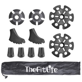 TheFitLife Rubber Tip Protector & Snow And Mud Baskets For Trekking Poles Durable Rubber Accessories & Replacements - Full Set of Tips