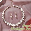 Sixexey Pearl Jewelry Set Gold Rhinestone Jewelry Necklaces Bridal Wedding