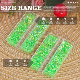 BELLEBOOST Resin Rhinestones Crafting, 2/3/4/5/6mm Flatback Jelly Rhinestones, 2 Boxes Transparent Grass Green AB Non Hotfix Crystal Gems for Bedazzling Crafts Mugs Tumblers Clothes Makeup Nail