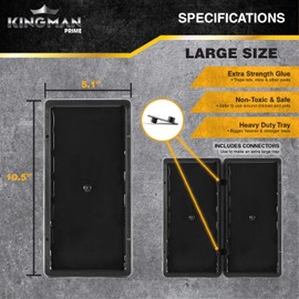 Kingman Prime Rat Mouse Rodent Pest Glue Trap (Large Size) Tray Heavy Duty (24 Traps) with Connectors