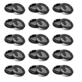 Cjueiom 30PCS Air Vent Louver 53mm Round Ventilation Grilles, Stainless Steel Mesh Hole Vent Circular Soffit Vent Cover, Black Wardrobe Vent Shoes Cabinet Vent for Bookcase Cupboard Drawer Bathroom