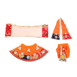 Laxmi Ganesh Dress Vastra Poshak Cloth Lehenga Chunari Dhoti Puja Item Samgari Radha Krishna Dress for Laxmi Ganesh Durga Devi Idol Statue Indian Traditional Festival Decoration (Size-4 Inches