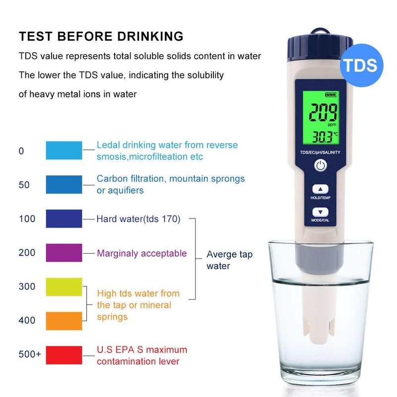 PH Meter, EZ-9909 5 in 1 High Accuracy Portable Digital