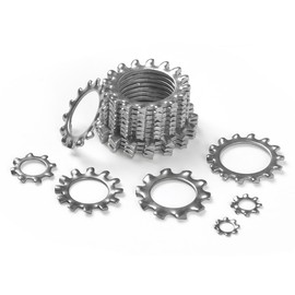 FOMGIIN Pack of 15 M12 Tooth Washer Lock Washers, 304 Stainless Steel External Toothing Serrated Washers, Tooth Washers Clamping Washers Spring Washers Size Assortment for Screw Attachment