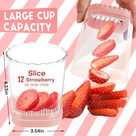 Fruit Slicer Cup | Strawberry Slicer | Banana Slicer | Grape Cutter | Egg Slicers | Detachable Fruit Cutter Slicer with Push Plate | Creative Strawberry Slicer Kitchen Gadget (Pink)