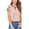 Milumia Women's Casual Work Top Cap Sleeve Round Neck Keyhole