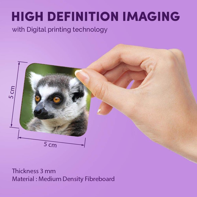 1 x Square MDF Fridge Magnet - Lemur Monkey Head