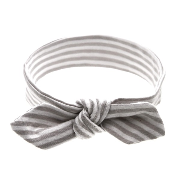 embé Bow Headband for Babies 0-5 Months - Grey Stripe