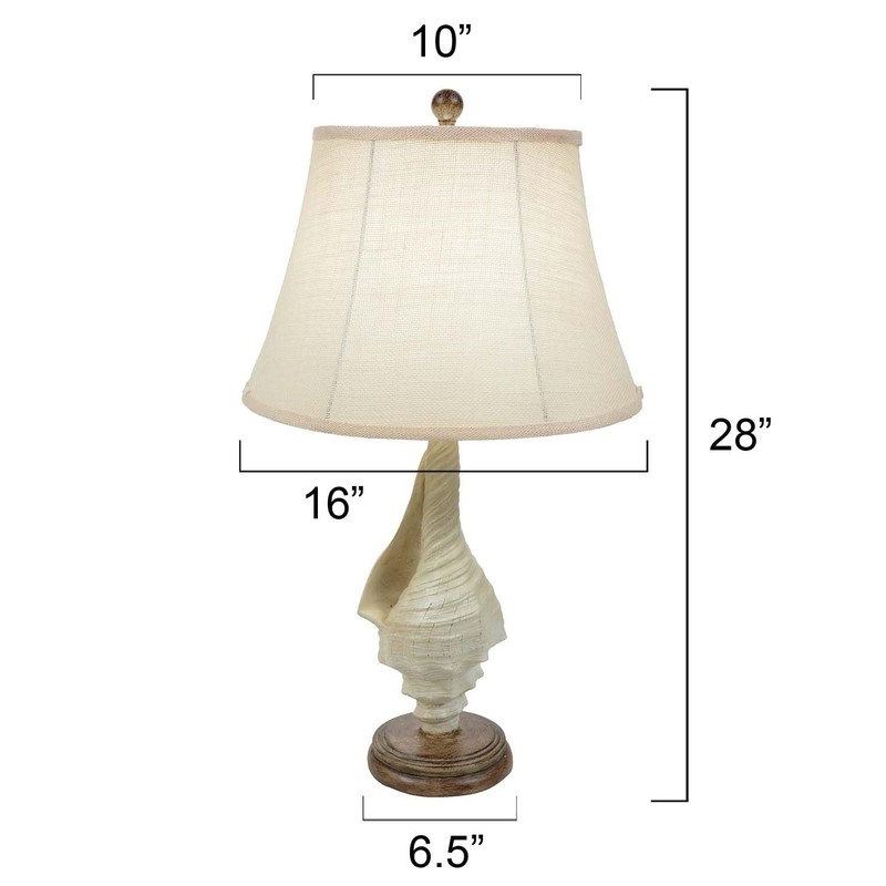BLACK FOREST DECOR White Conch Shell Table Lamp – Coastal