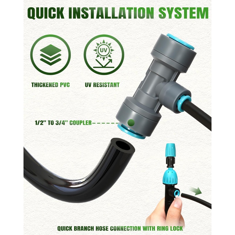 Breeze Touch 120FT Drip Irrigation System with Timer, Automatic Irrigation