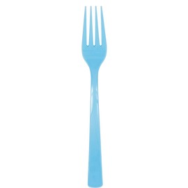 Powder Blue Solid Plastic Forks (18ct) - Durable & Elegant Party Cutlery - Perfect For Parties, Picnics & Every Occasion