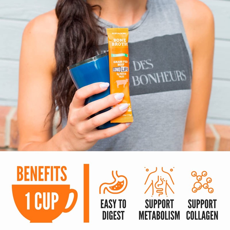 LonoLife Low Sodium Beef Bone Broth Powder Mix | Grass-Fed,