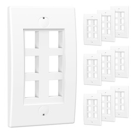 Cable Matters UL Listed 10-Pack 6 Port Keystone Wall Plate (Cat6, Cat5e Ethernet Wall Plate) in White