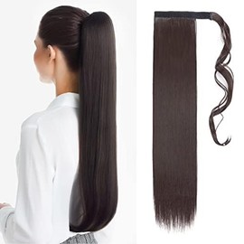 TESS Ponytail Extension 32 Inch,Hair Extensions Clip in Long Straight Synthetic Wrap Pony Tails Hair Pieces for Women(#4A)