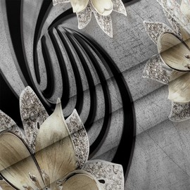 AiMiDian Modern Blackout Curtains 63 inch Long 2 Panels, 3D Diamond Jewelry Magnolia Flowers Thermal Insulated Darkening Window Drape for Bedroom Living Room Decor, 52" × 63"