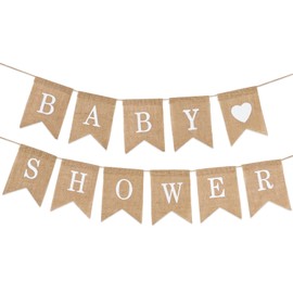 Baby Shower Banner, Burlap Baby Bunting Christening Baby Shower Party Garland Photo Booth Props Supplies Decoration Baby Shower Bunting Banner