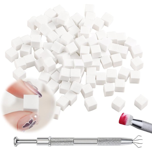 YAPKOLV 200 Eponge Ongle, with Metal Pliers, Nail Art Sponge