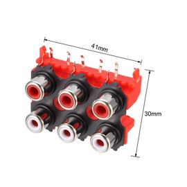 uxcell PCB Panel Mount 6 RCA Socket Female Jack Audio Video AV Connector Red 9pins 5Pcs