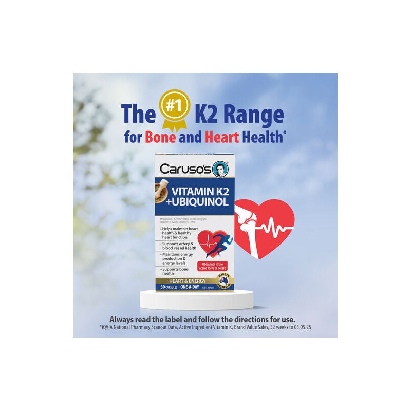 Caruso's Natural Health Vitamin K2 plus Ubiquinol 30 Capsules
