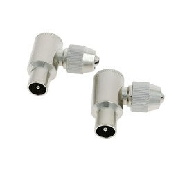 Reulin Coaxial TV Antenna Right-Angle Adapters - Male Connectors, Set of 2