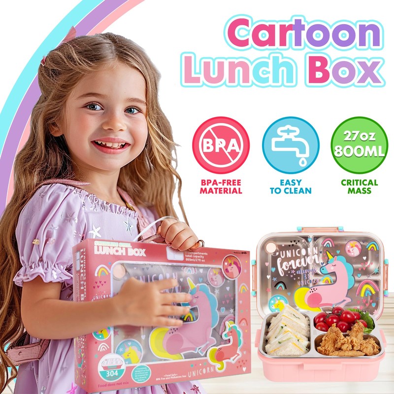 PinkSheep Bento-Lunchbox aus Edelstahl für Kinder (Unicorn-2)