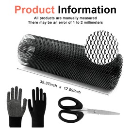 MEGYAD Metal Grille Aluminium Racing Grille: Honeycomb Grid Universal Car Grill Mesh Aluminium Alloy with Scissors and Gloves, 100 x 33 cm Racing Grille Expanded Metal Grid (Black)