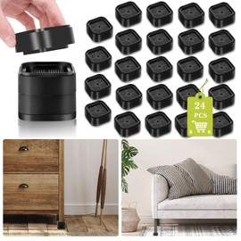 24 Pack Furniture Risers 1,2 or 3 Inch, Adjustable Bed Risers Heavy Duty For Table Desk Couch Chair Sofa Cabinet Bed Legs Dorm, Square Stackable Bed Raisers Blocks Lift Height 1", 2" or 3", Black