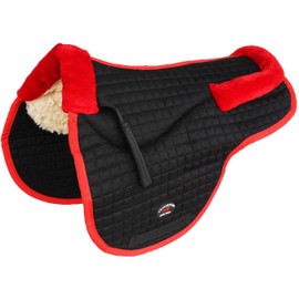 St. Charles Horse Quilted English Saddle PAD Trail Contour Fleece Lined Black Red 72105