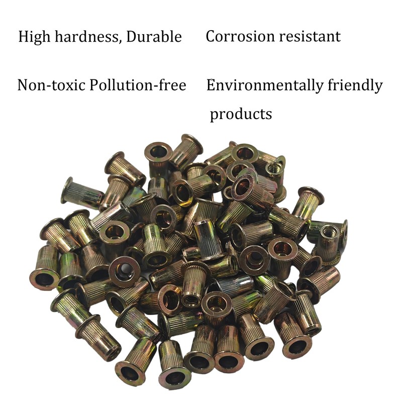 STFRBTH 110PCS 10#-24 UNC Rivet Nuts, Carbon Steel Flat Head