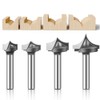 WSOOX 4PCS Point Cutting Round Over Bit Set with 1/4"