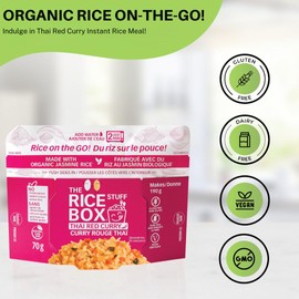 The Rice Stuff Box - Thai Red Curry Instant Rice Meals, 6-Pack, Organic Jasmine Rice, NON-GMO, Gluten-Free, Vegan, Dairy-Free (Pack of 6)