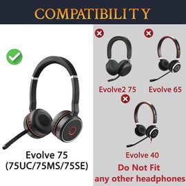 SOULWIT Protein Leather Replacement Ear Pads Cushions for Jabra Evolve 75(75UC 75MS UC MS) Stereo Wireless Bluetooth Headset/Headphones, Earpads with Noise Isolation Memory Foam - Orange