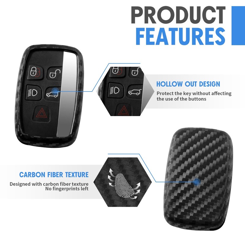 WORCAS 2 Pcs Key Fob Case Carbon Fiber Pattern Silicone