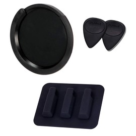 HIRAISM Sound Hole Cover Guitar Mute Black with Practice Pick (Small Hole Cover + Deak)