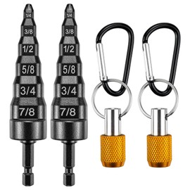 LYNCSEDAR 2Pack 6 in 1 Copper Tube Expander, Black Swaging Tool HVAC with Drill Bit Holder & Carabiner, Swage Tool HVAC for 1/4, 3/8, 1/2, 5/8, 3/4, 7/8 Pipe, Swedge Tools for AC Swagging Repair