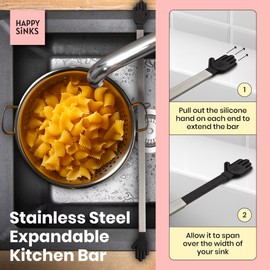 HAPPY SINKS Wunderbar - Dishcloth Storage, Sturdy Support for Colander or Cutting Board - Organize Your Kitchen with Style Dish Drainers & Racks - Dishrag Holder for Kitchen Sink