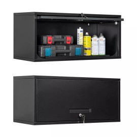 Mlezan Metal Garage Tool Wall Cabinet,Wall Mounted Metal Storage Cabinet for Kitchen - Black