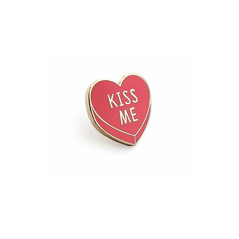 Pinsanity Cute 'Kiss Me' Pink Candy Heart Enamel Lapel Pin